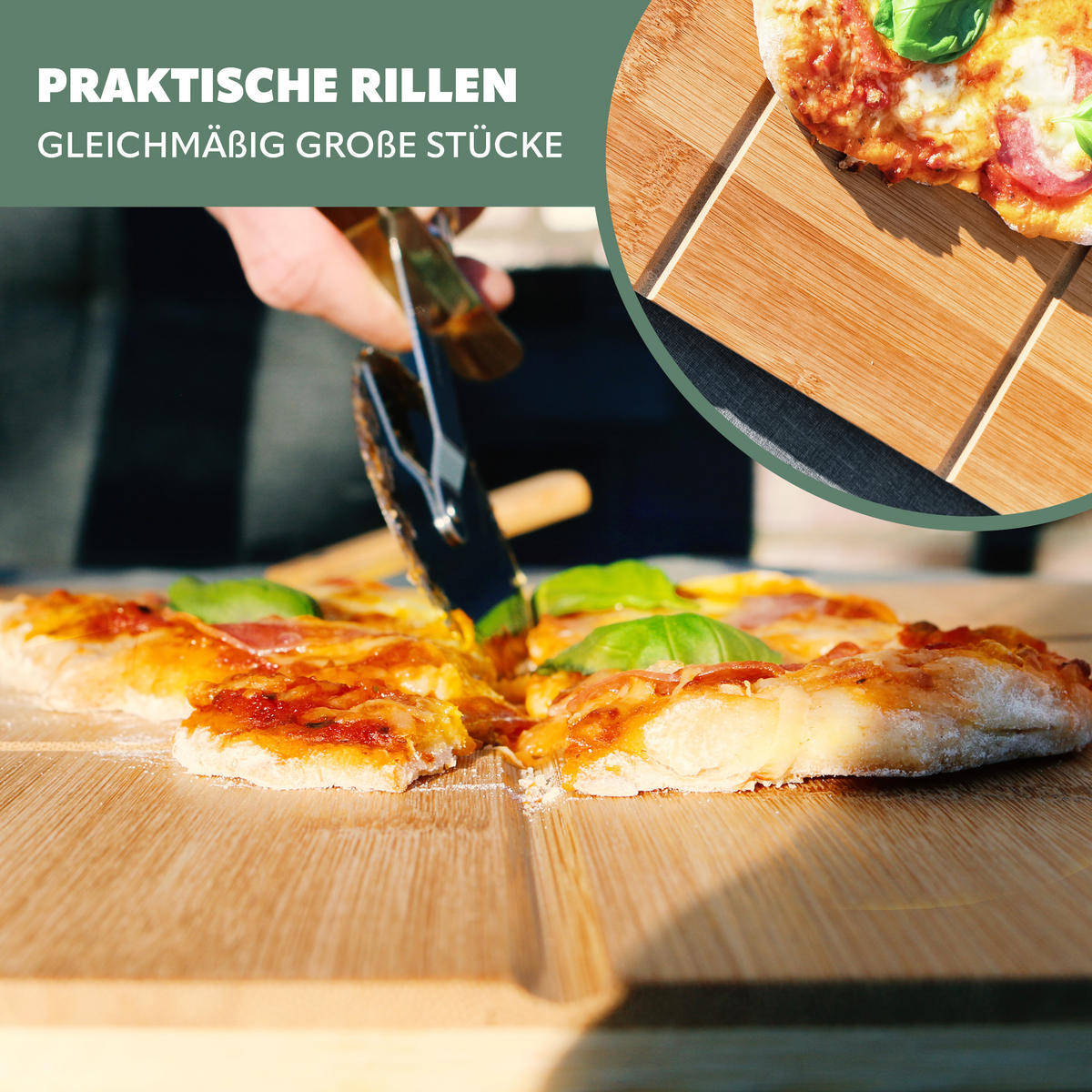 PIZZASERVIER 3er-Set, Edelstahl und Bambus - Braun, Holz (40/30cm) - bremermann