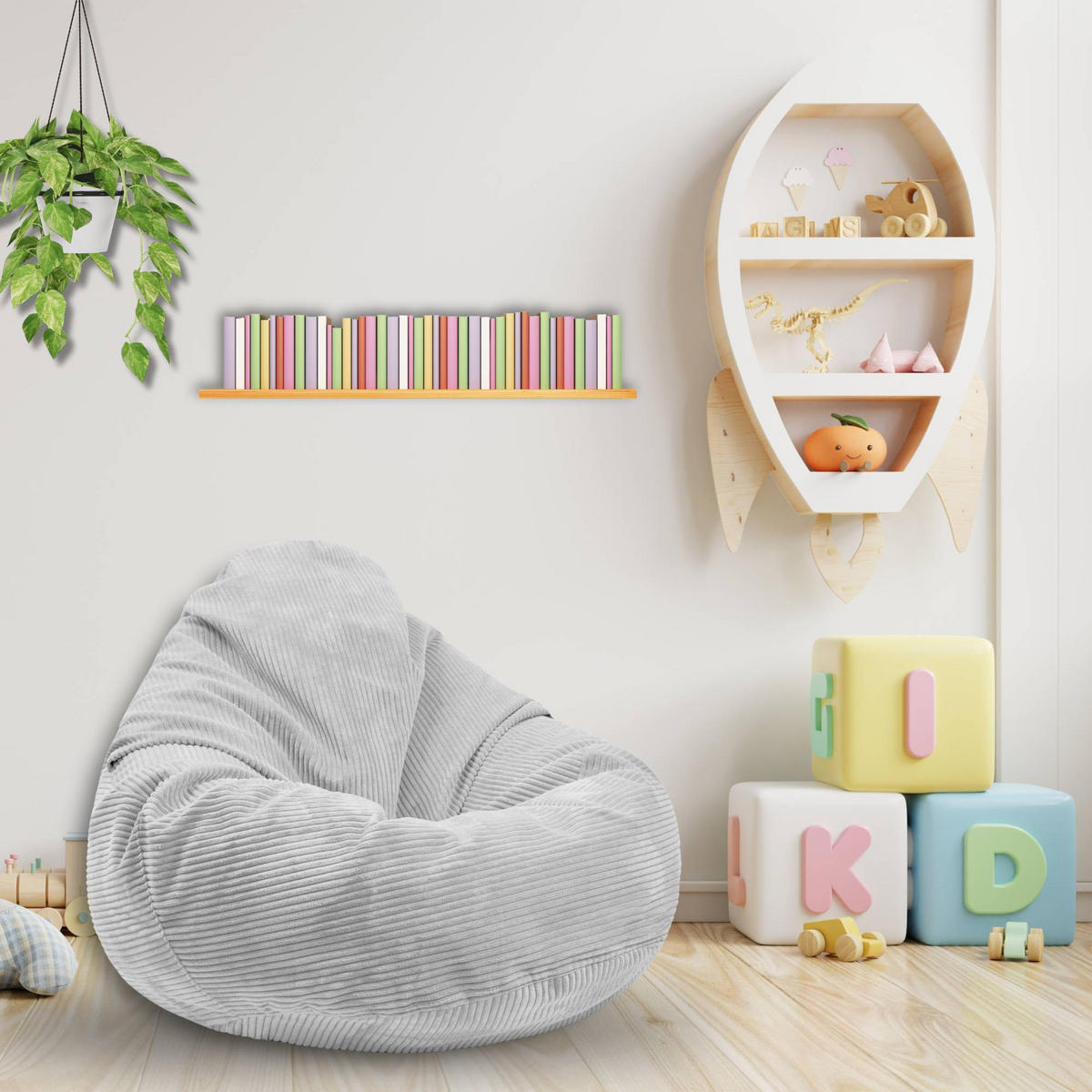 SITZSACK PARADISE MIT FUßSTÜTZE Kordsamt 2-tlg Cool Gray S - Hellgrau/Grau, Textil (70/70/70cm) - Dreamroots