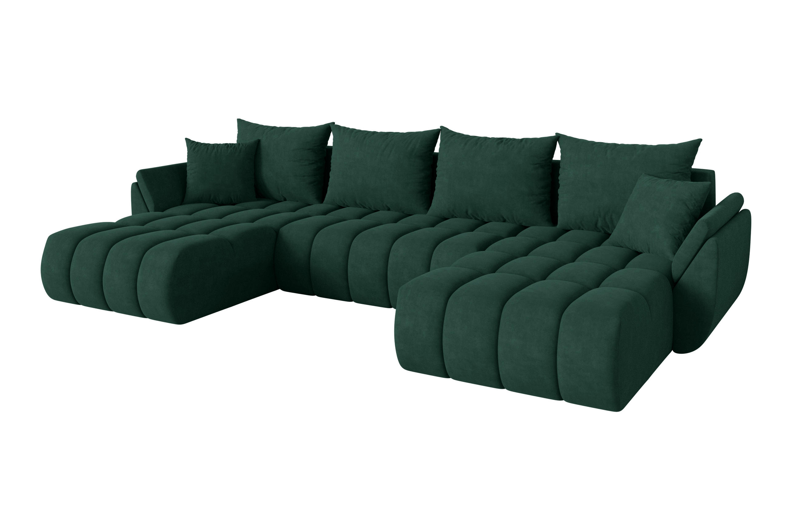 WOHNLANDSCHAFT mit Schlaffunktion und Bettkasten TOKO-U-v1 378x194x86 Grün Velours - Schwarz/Grün, Holzwerkstoff/Kunststoff (378/86/194cm) - ALTDECOR
