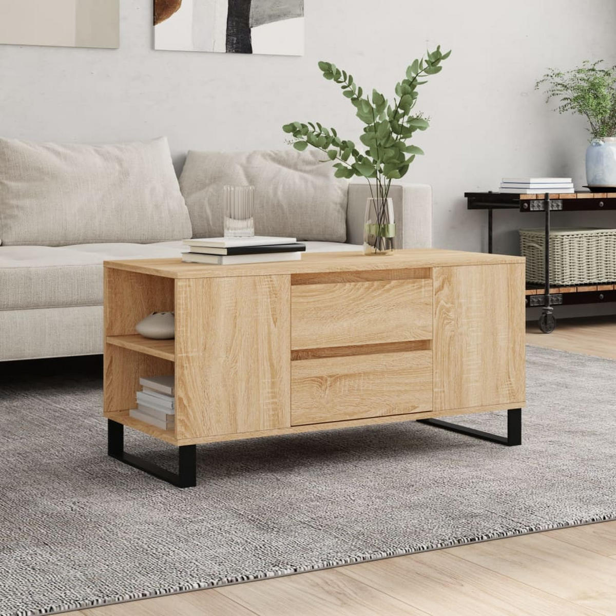 COUCHTISCH Sonoma-Eiche 102x44,5x50 cm Holzwerkstoff - Braun, Holzwerkstoff (102/44.5/50cm) - furnicato