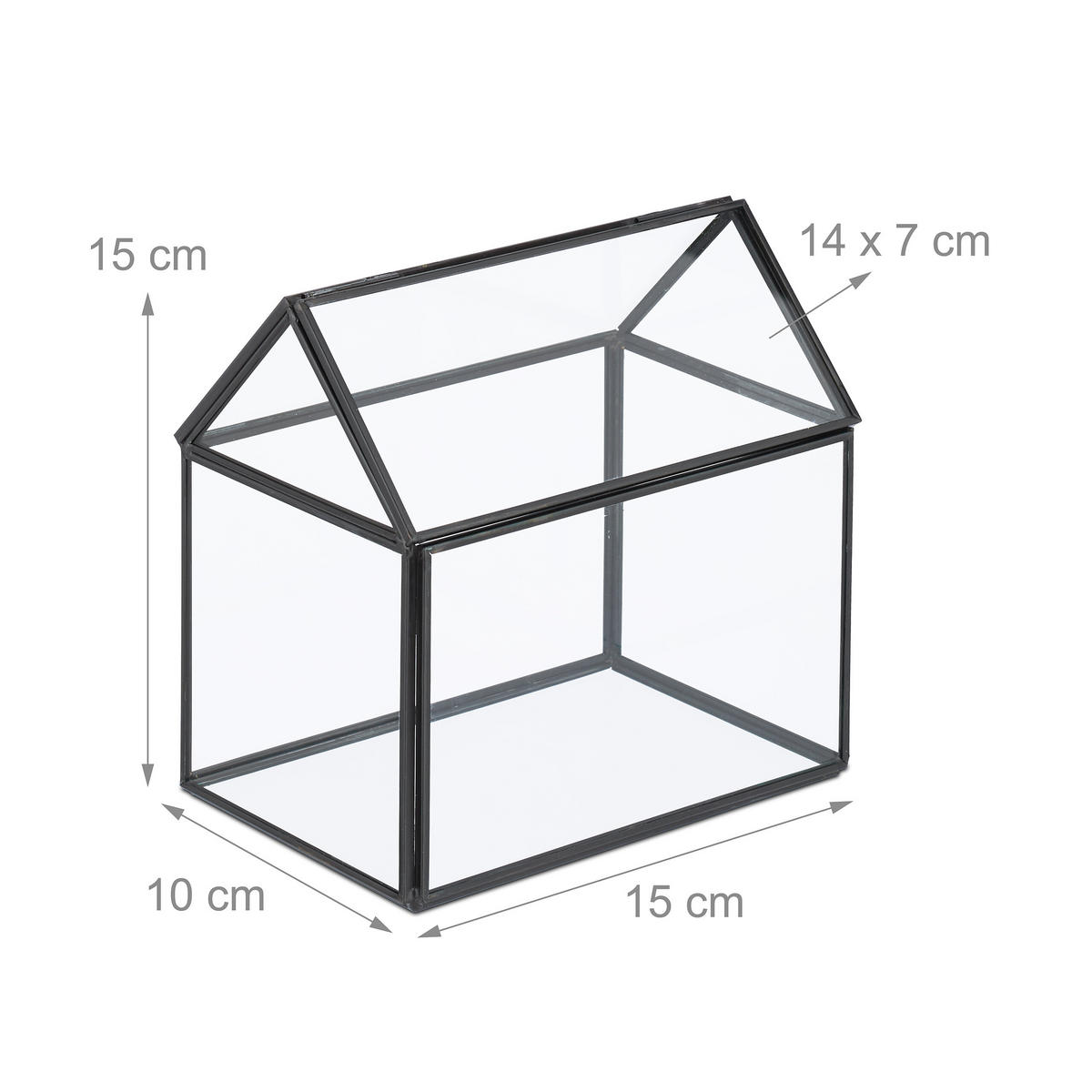 PFLANZENTERRARIUM - Transparent, Glas/Metall (15/15/10cm) - Relaxdays