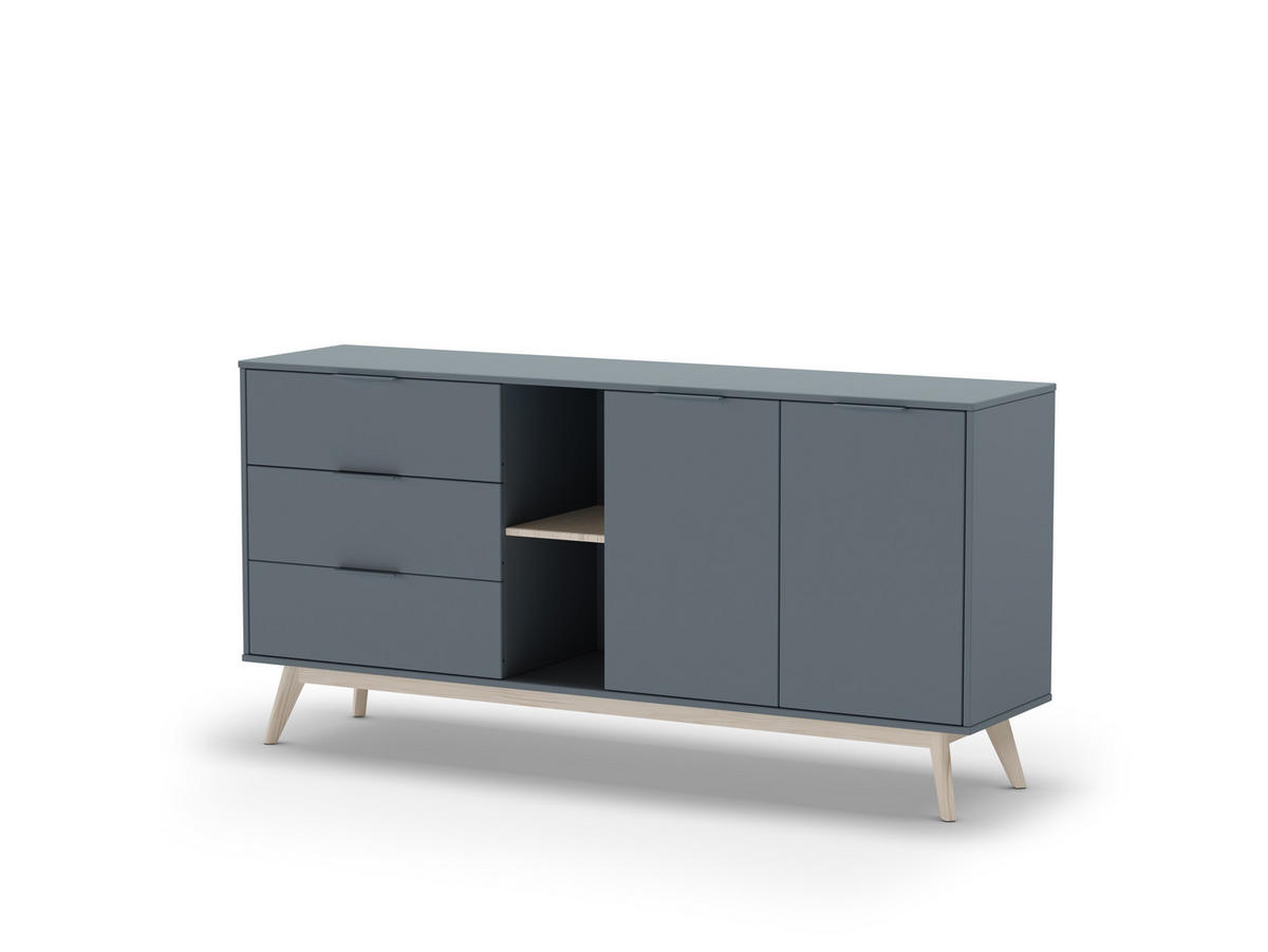 KOMMODE Pisco Grün 165/40/81 cm - Grün, Holz (40/81/165cm) - Calicosy