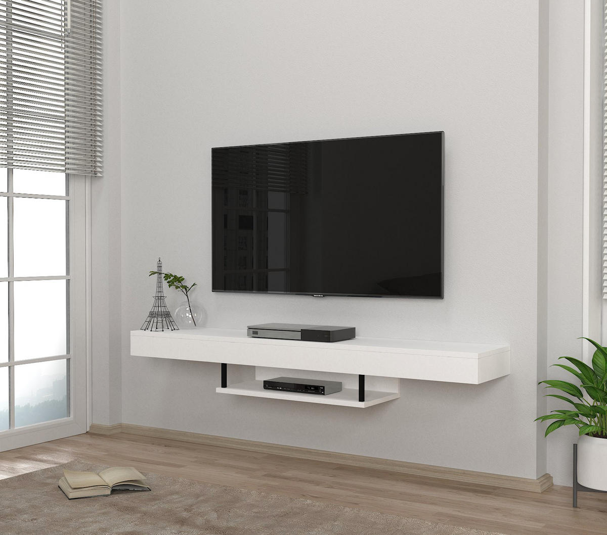 TV-LOWBOARD Hängend Alberes Weiß - Weiß, Holzwerkstoff (150/22/29.6cm) - moebel17