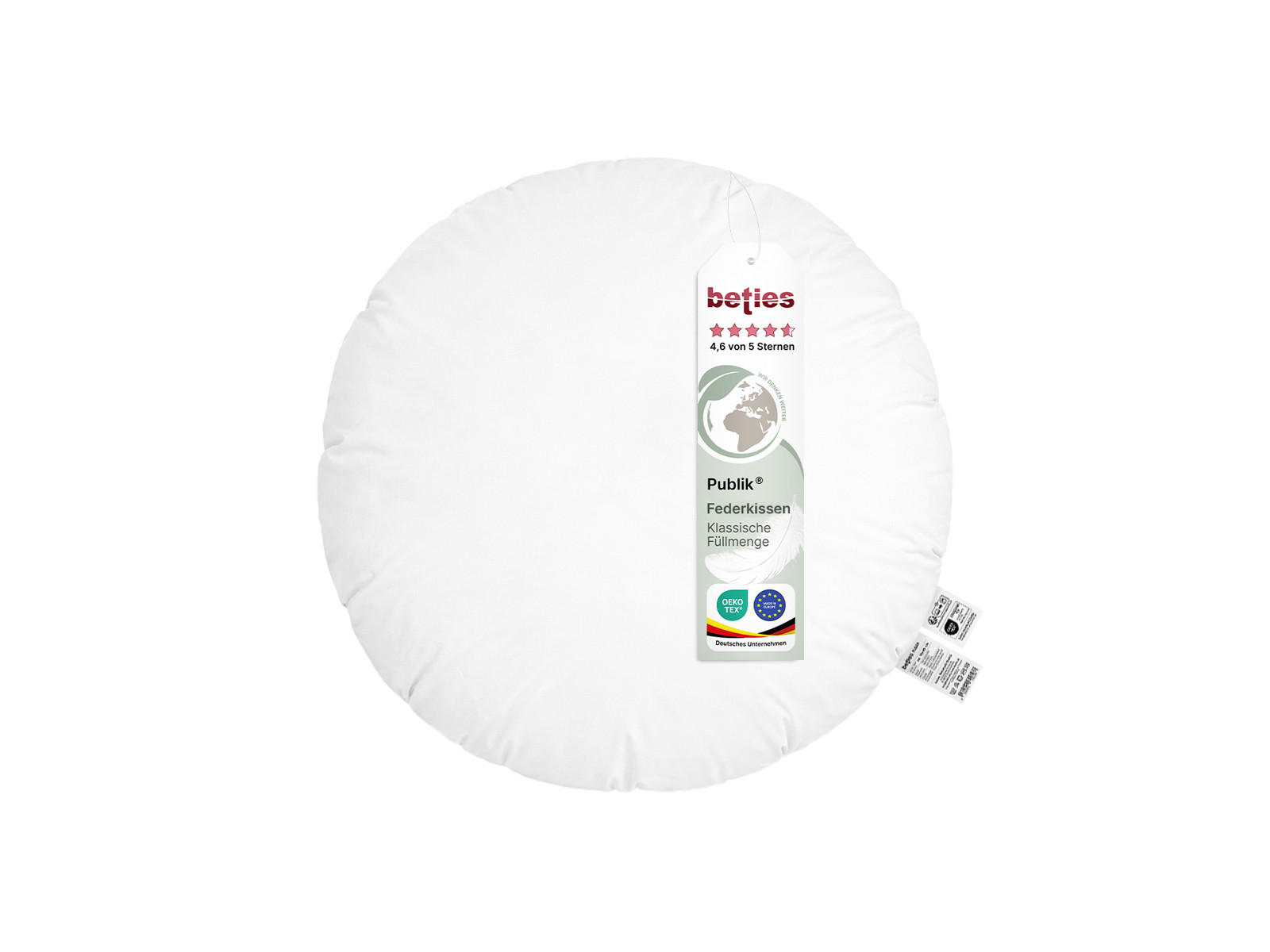 FEDERKISSEN Publik rund 50 cm Ø - Creme, Textil (50/50cm) - beties Heimtextil