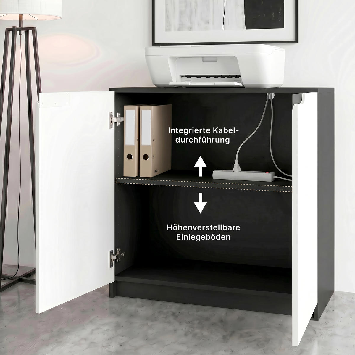 KOMMODE Logan Fronten in Eiche Natur - Eichefarben, Holzwerkstoff (82/78/37cm) - Vladon