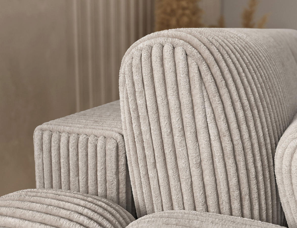 ECKSOFA COVELION L-Form – Schlaffunktion, Bettkasten, Wellenfederung, HR-Kaltschaum, inkl. Kissen, moderner Wohnkomfort - Champagner, Kunststoff (260/167cm) - Wohnideebilder