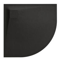DUSCHWANNE vidar halbrund schwarz, Steinoptik, 2-tlg. Set mit Ablaufgarnitur, 90/90/3,2 cm - Schwarz, Kunststoff (90/3.2/90cm) - bad land