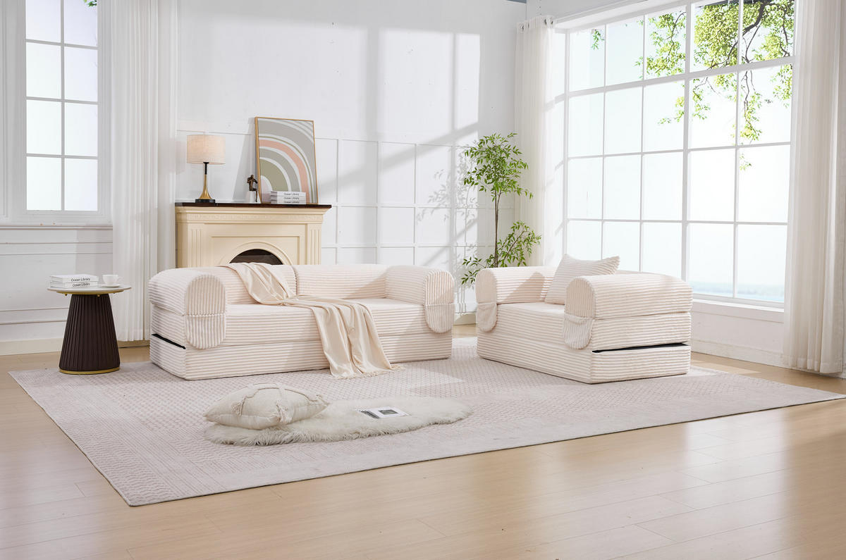 SITZGARNITUR DE-35226 3-Sitzer Beige - Beige, Textil (78/65/190cm) - ComfortXL