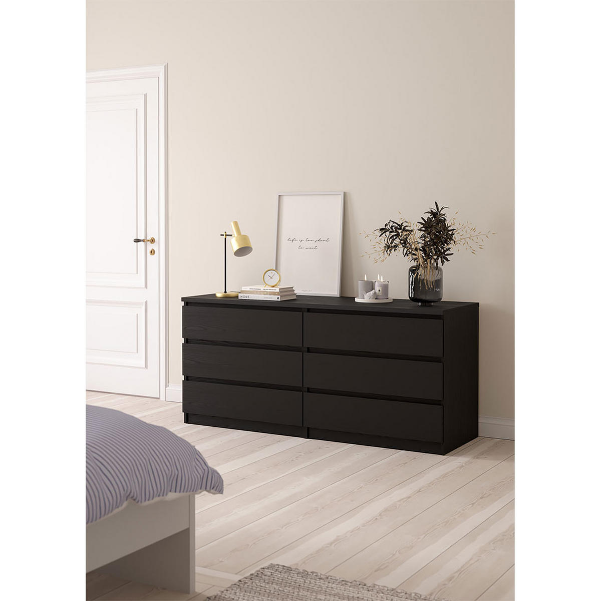 KOMMODE, Naia, Schwarz, Holzwerkstoff, 154 x 50 x 68 cm - Schwarz, Holzwerkstoff (154/68/50cm) - ebuy24
