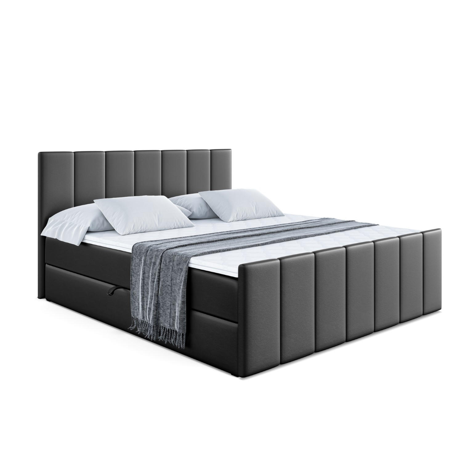BOXBETT MOETI-Z - 120x200 cm - H4 - Schwarz Hochglanz - Schwarz Hochglanz, Holzwerkstoff (120/200cm) - ALTDECOR
