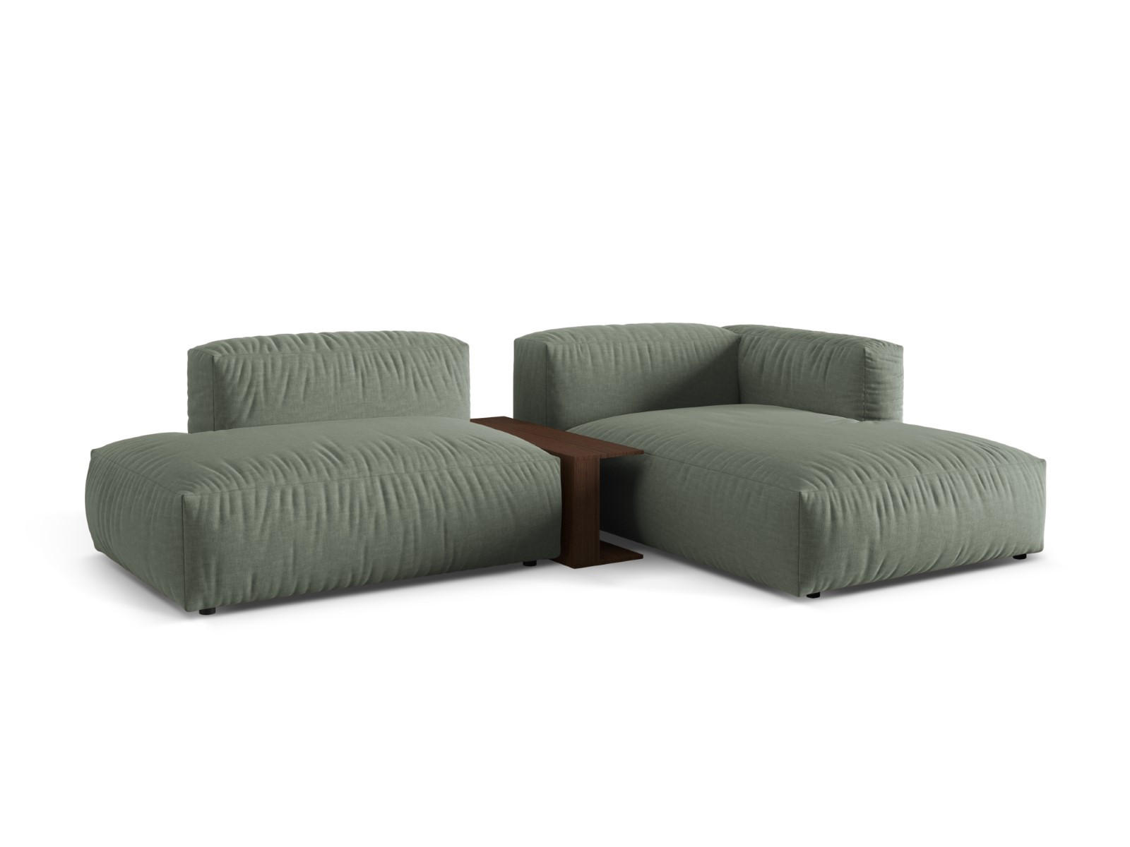 ECKSOFA modular rechts Martina aus strukturiertem Stoff moosgrün 2 Sitzplätze - Salbeigrün, Textil (176/285cm) - Micadoni