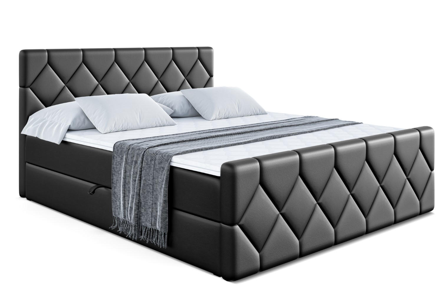 Altdecor Boxbett Schwarz Hochglanz 140x200 cm