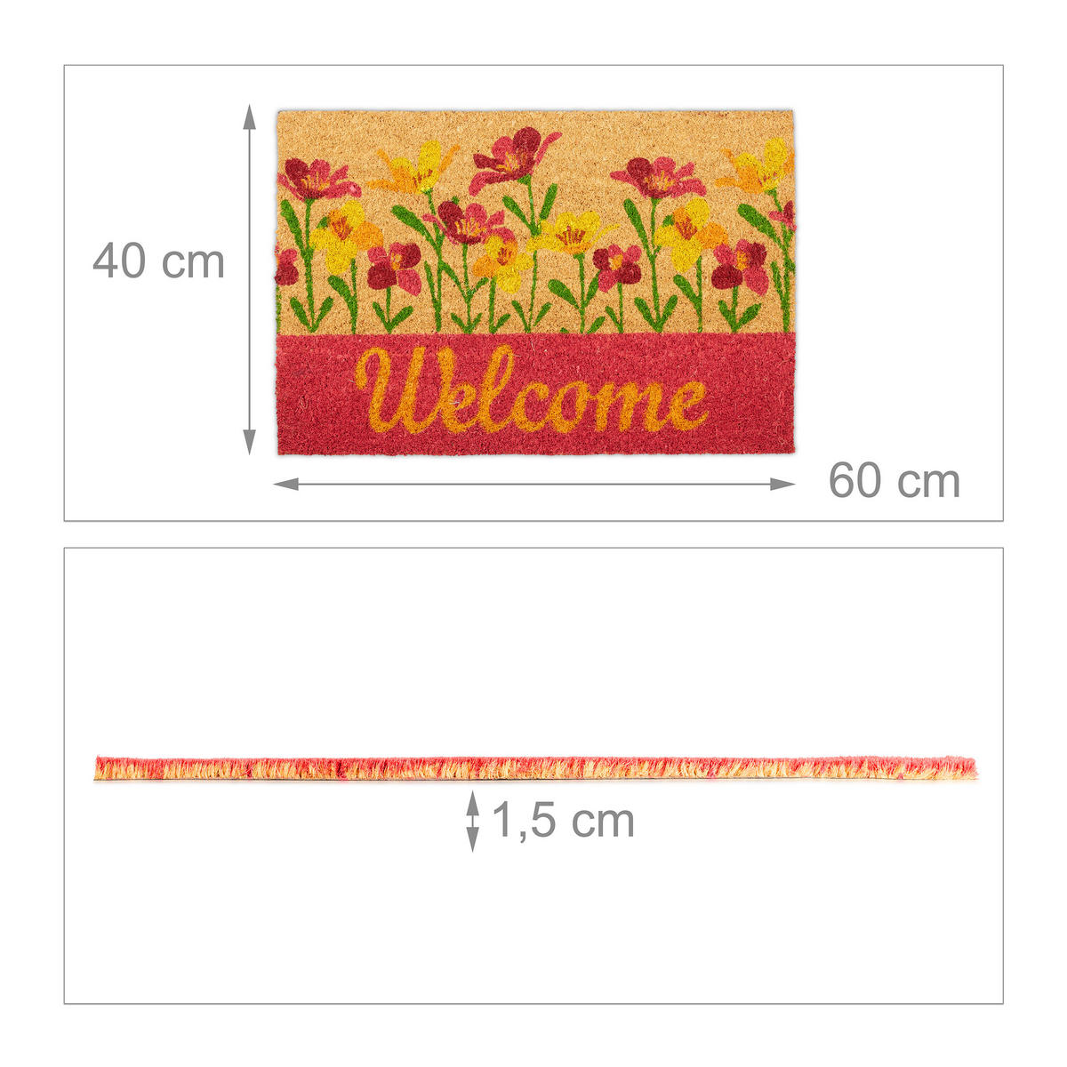 KOKOSFUSSMATTE - Multicolor, Kunststoff/Textil (60/40cm) - Relaxdays