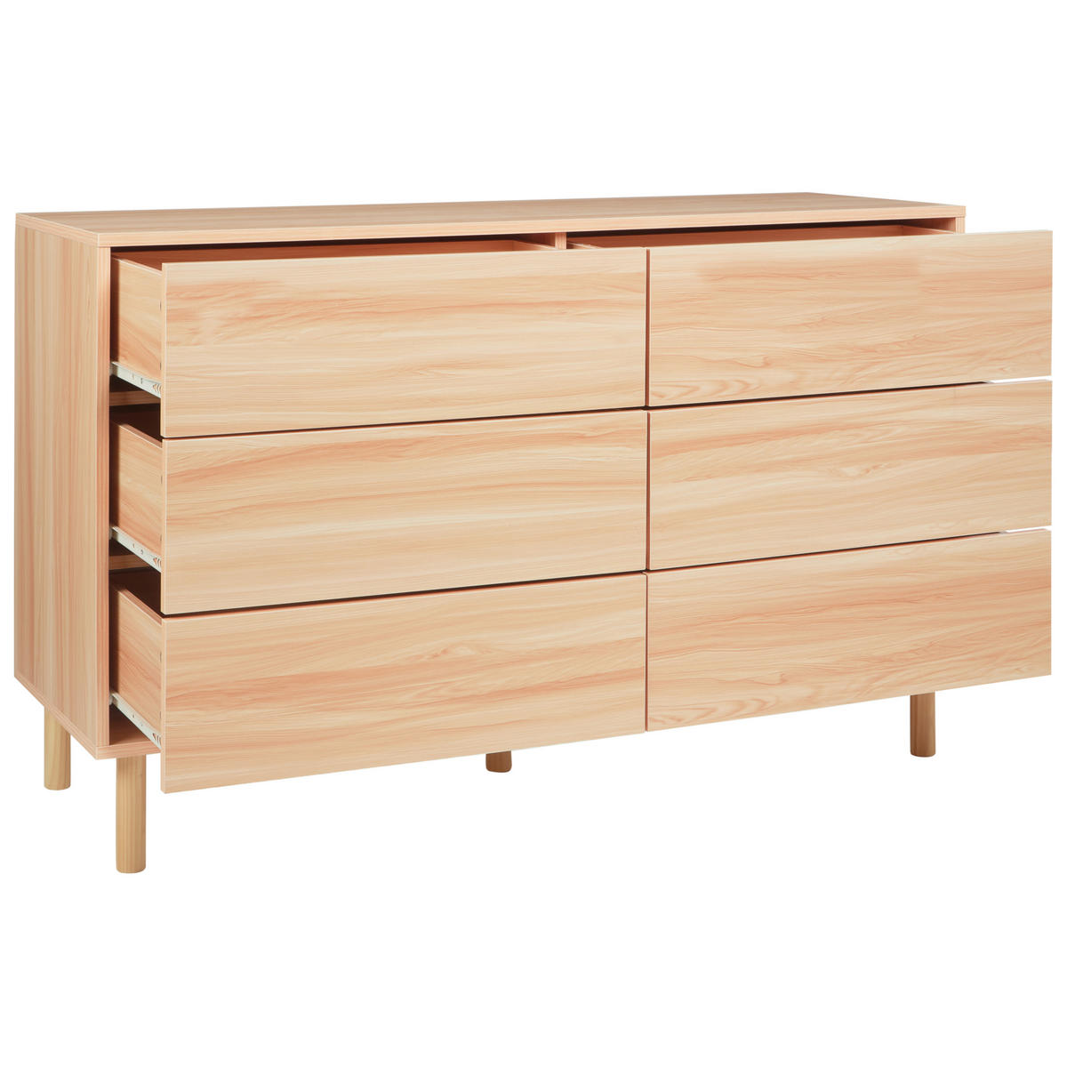 KOMODA s 6 zásuvkami Světle hnědá Sharpe - hnědá, kompozitní dřevo (120/74/40cm) - Beliani