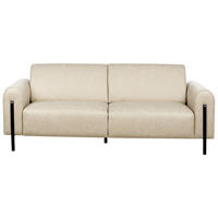 3-SITZER-SOFA Lederoptik beige Askim - Beige/Schwarz, Textil (207/87/89cm) - Beliani