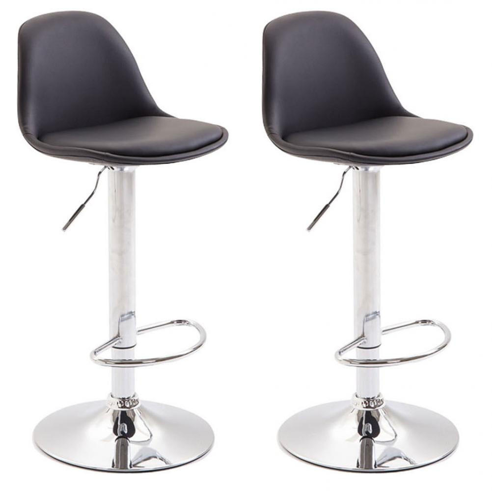 BARHOCKER 2er Set Lederlook schwarz - Chromfarben/Schwarz, Textil/Metall (39/82/39cm) - CLP