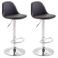 BARHOCKER 2er Set Lederlook schwarz - Chromfarben/Schwarz, Textil/Metall (39/82/39cm) - CLP