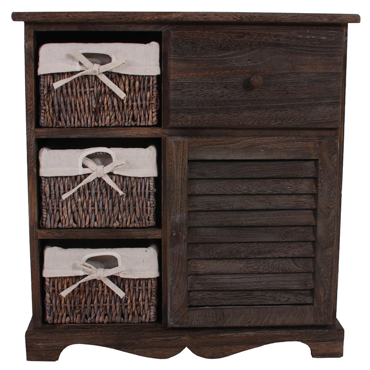 KOMMODE SCHRANK MIT 3 KÖRBEN Braun - Braun, Holz (60/63/30cm) - MCW