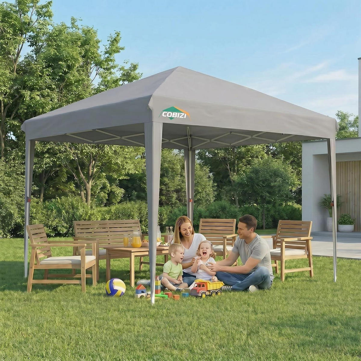 FALTPAVILLON 3x3m Grau Wasserdicht Stabil UV-Schutz - Grau, Textil (300/260/300cm)