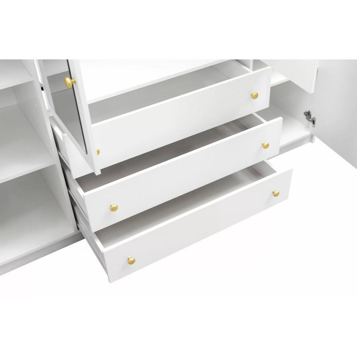 DREHTÜRENSCHRANK Solea Lux mit 4 Türen und 4 Schubladen, Blau - Blau/Goldfarben, Holzwerkstoff (196/200/58cm) - Beautysofa