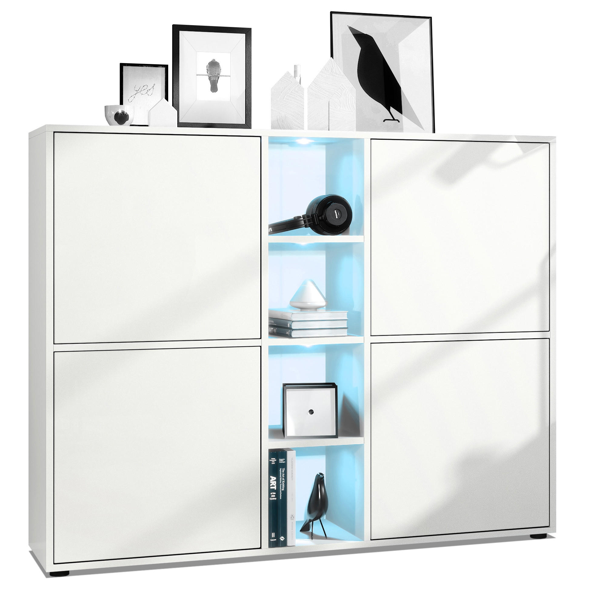 HIGHBOARD Cuba Türen in Weiß matt - Weiß, Holzwerkstoff (130.5/105.5/35.5cm) - Vladon