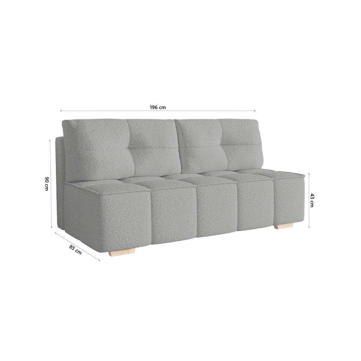 SOFA Miia mit Schlaffunktion, Grau - Grau, Textil (196/90/85cm) - Fedve