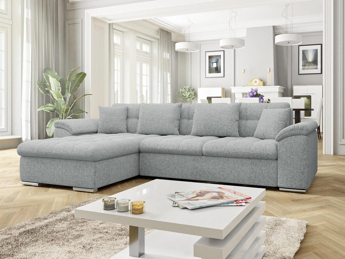 ECKSOFA Diana Premium, Seite: Links - Hellgrau, Holz/Textil (280/160cm) - MIRJAN24