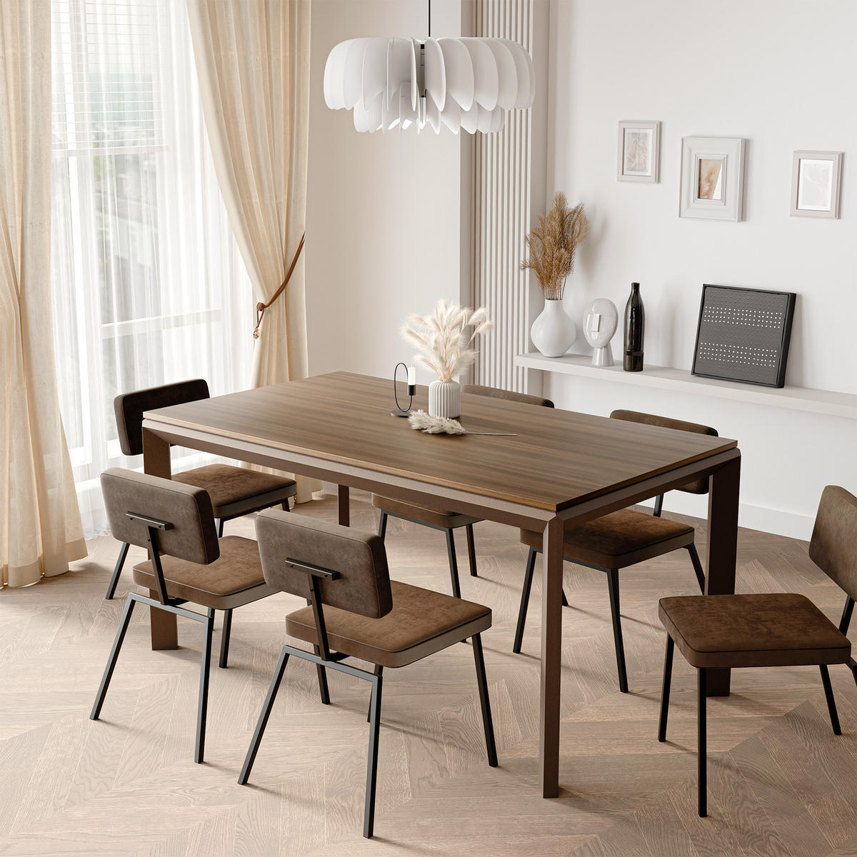 AUSZIEHTISCH FARO 180-270/90/76 cm, Franklin-Nussbaum / Braun - Nussbaumfarben/Braun, Holzwerkstoff/Metall (90/180/76cm) - Idohome