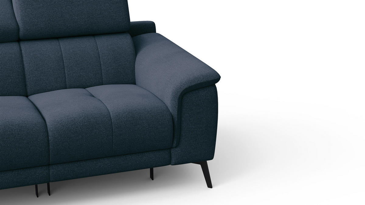 RELAXSOFA FIERO 2-Sitzer mit 2 Relaxfunktionen, dunkelblau - Schwarz/Dunkelblau, Holzwerkstoff/Textil (170/82/103cm) - Courtois Laville