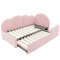 AUSZIEHBETT 90/200/190 cm L-Form, DE-41689, in Samtrosa - Pink, Metall (90/200cm) - ComfortXL
