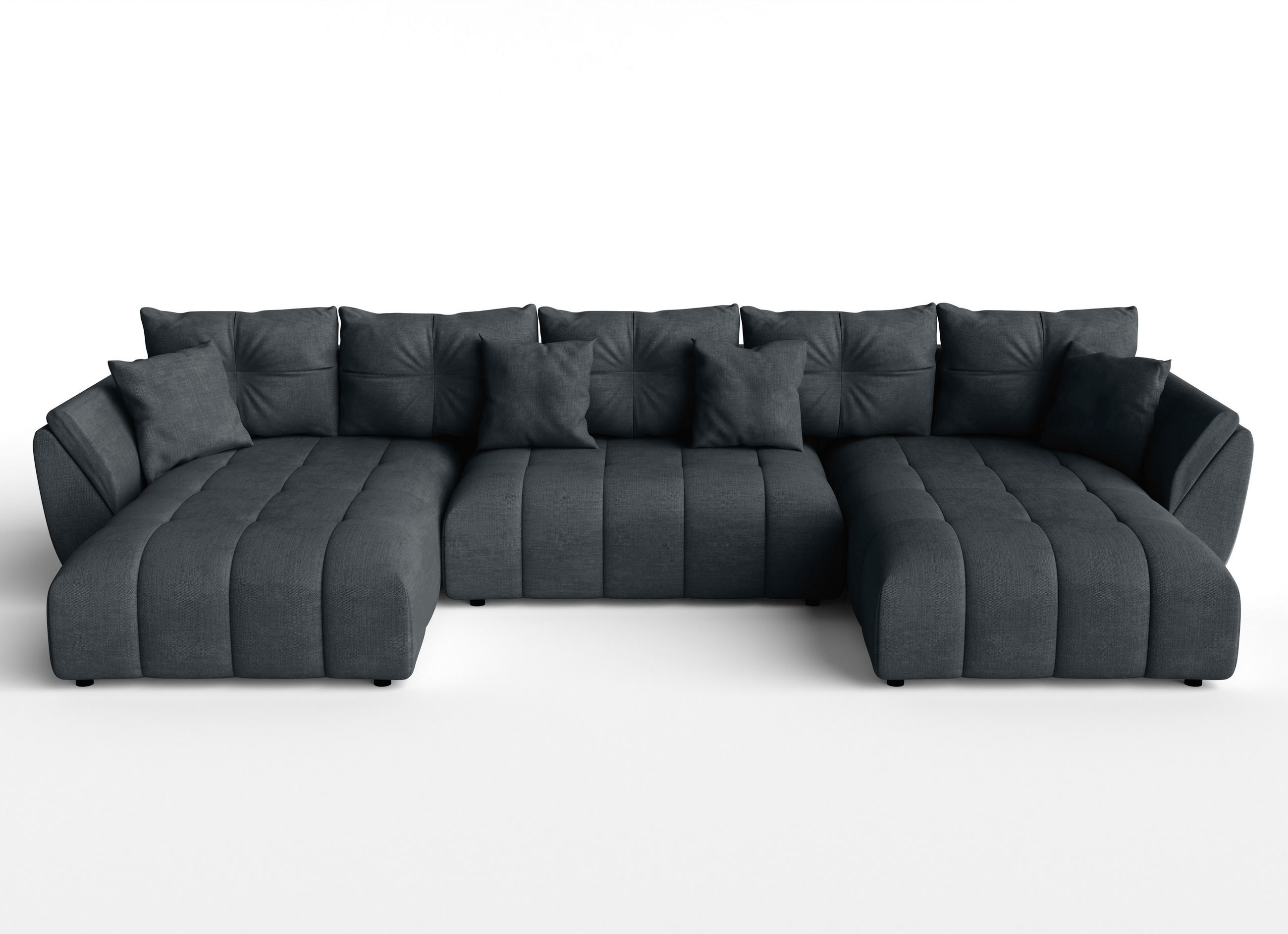 WOHNLANDSCHAFT Antalya Grau 382/190/91 cm – Sofa mit Bettfunktion - Schwarz/Grau, Kunststoff/Textil (382/91/190cm) - AX Living