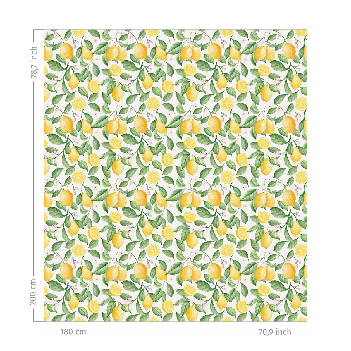 DUSCHVORHANG Aquarell Zitronen und Blüten Muster 180/200 cm - Gelb, Textil (180/200cm) - Bilderwelten