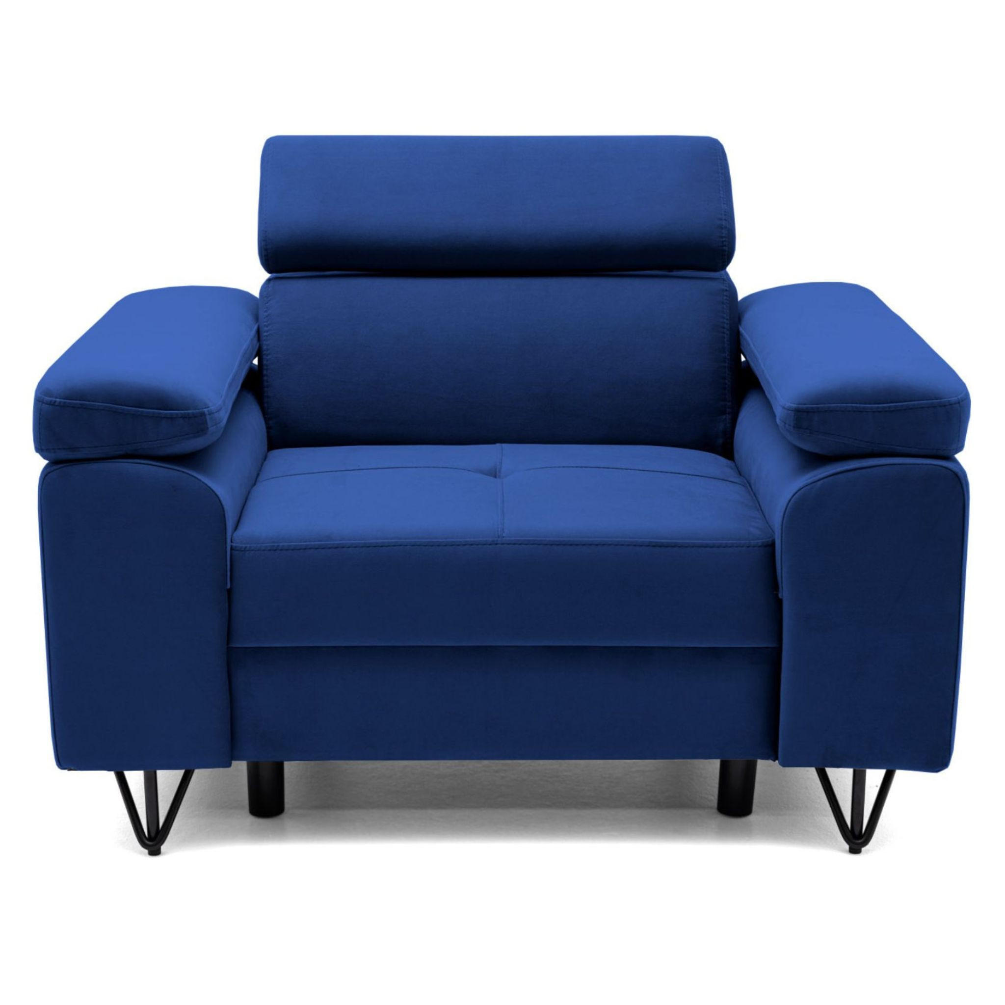 SESSEL JUNIOR mit verstellbare Kopfstütze Velours Blau - Blau/Schwarz, Holz/Textil (116/90/92cm) - Muffo