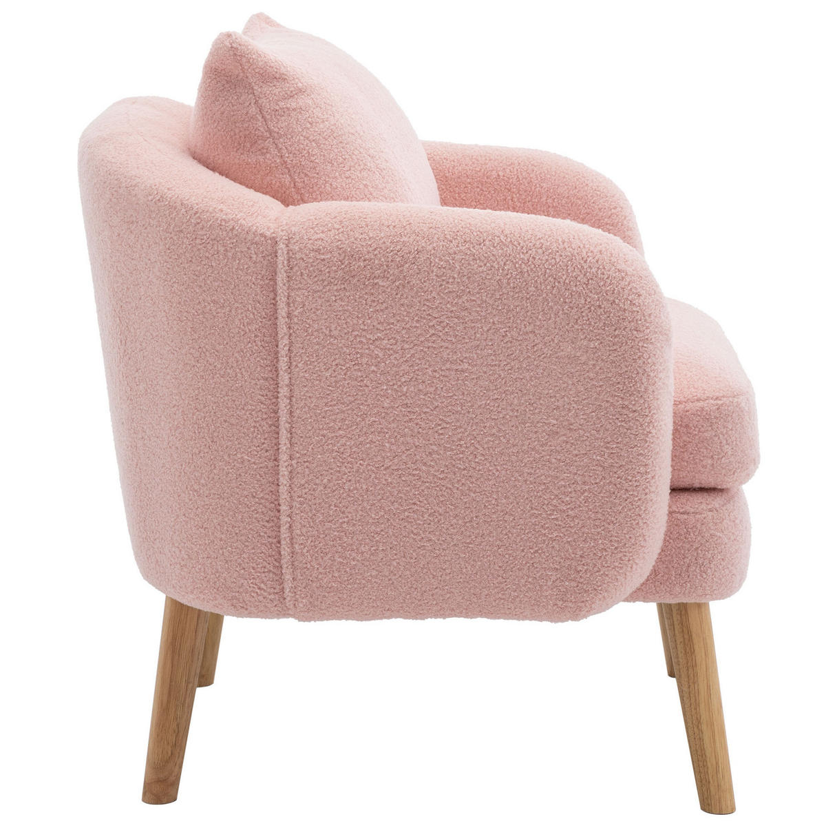 KŘESLO 71/72/71 cm růžové z teddy sametu s polštářem a silným sedákem - růžová, textil (72/71/71cm) - OKWISH