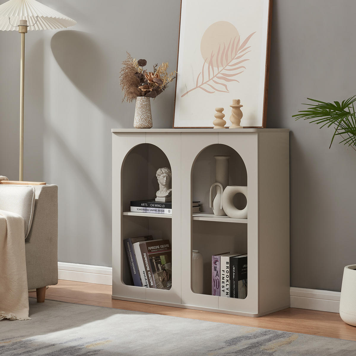 PŘÍSTĚNNÝ STOLEK Trorhun - šedá, kompozitní dřevo (30/80/80cm) - [en.casa]