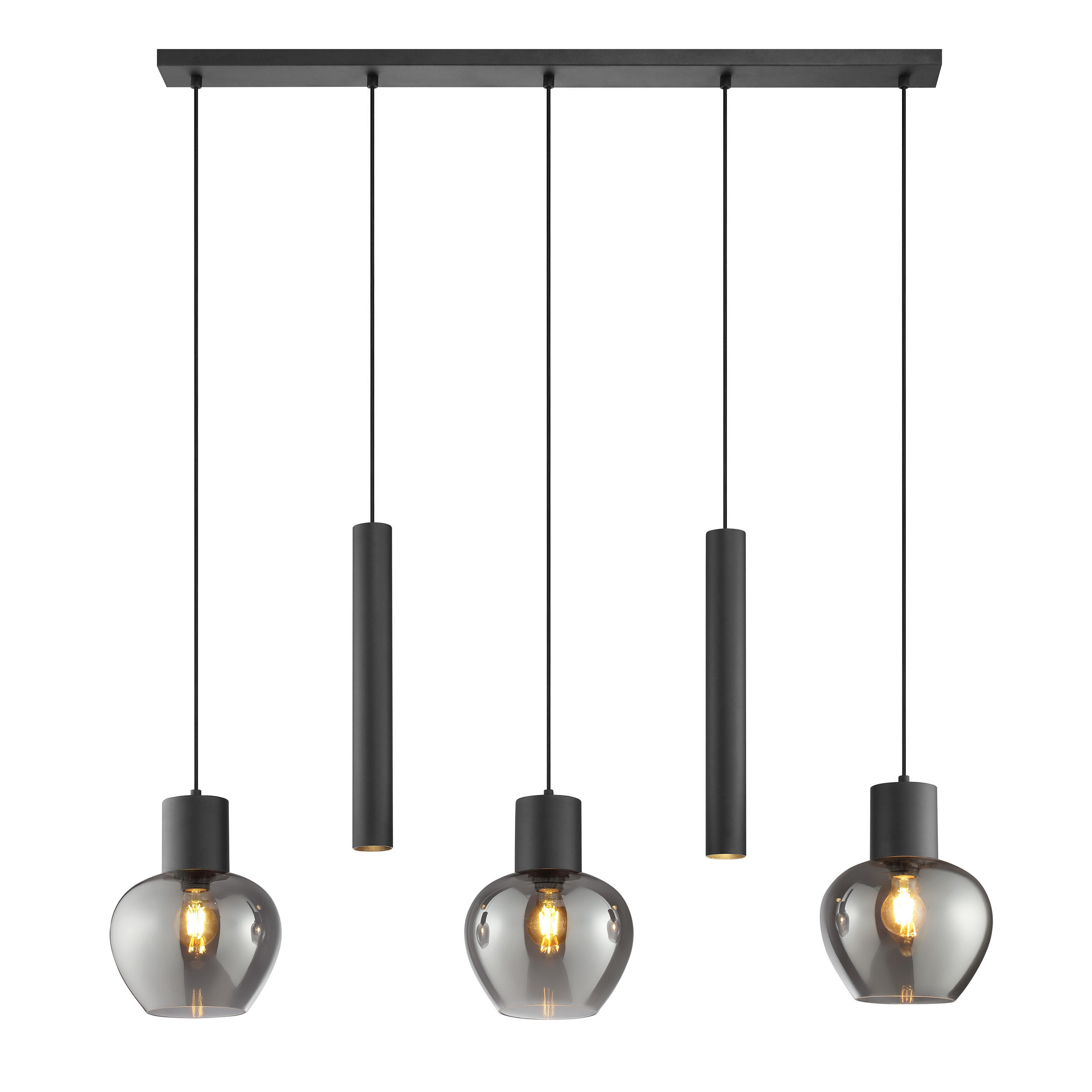 LED DECKENLEUCHTE Ligari Schwarz/Rauchglas 23/123/150 cm - Multicolor, Kunststoff (23/123/150cm) - Brilliant