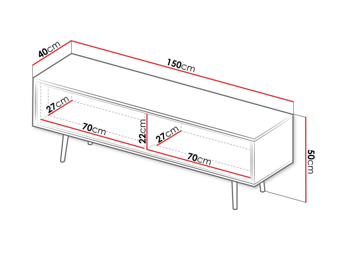 TV-LOWBOARD Tori 02 - Kaschmir/Goldfarben, Holzwerkstoff/Metall (150/50/40cm) - MIRJAN24