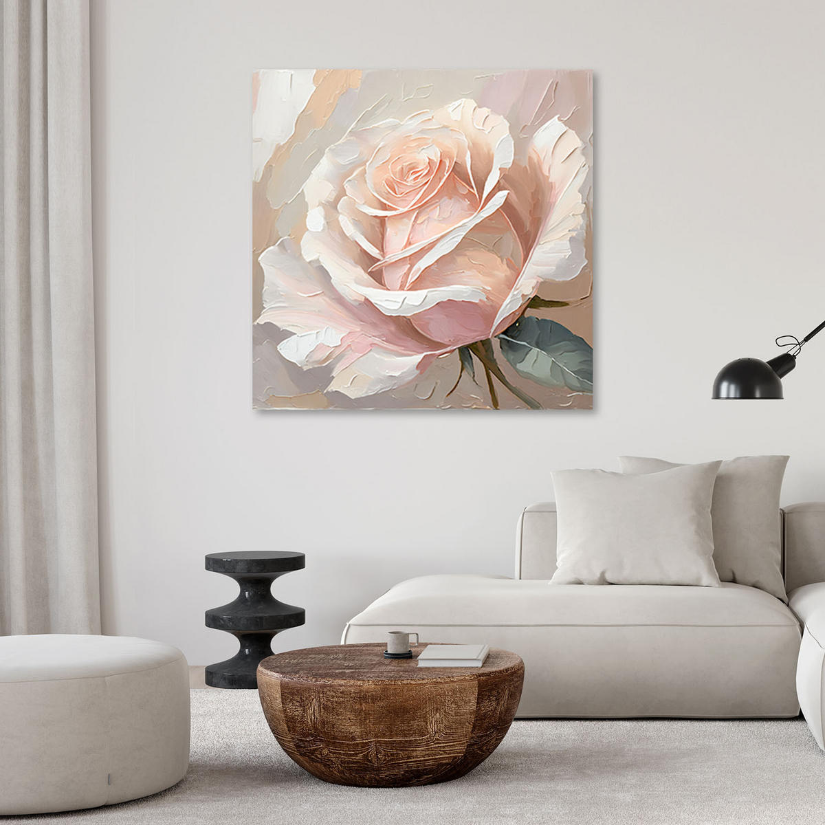 LEINWANDBILD Gemalte Rose auf Leinwand - Pink, Textil (50/50cm) - Feeby