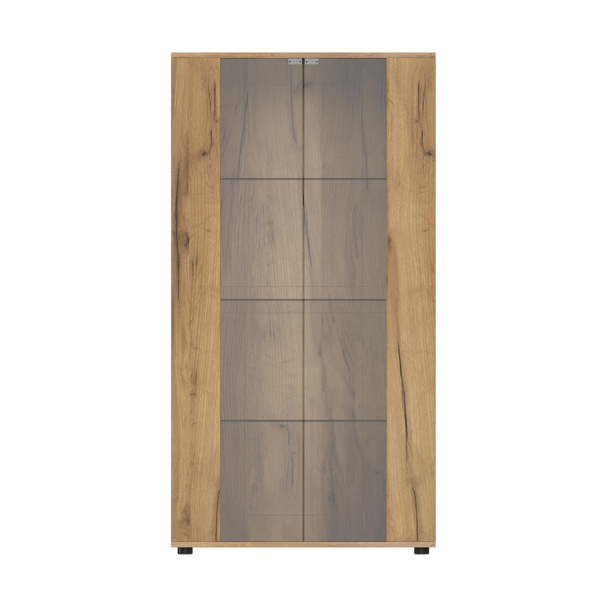 VITRINE 80x36x150,5 cm Natur mit LED und 2 Türen - Naturfarben, Holzwerkstoff (80/150.5/36cm) - FLIEKS