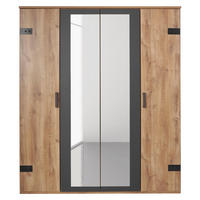 DREHTÜRENSCHRANK Malmö Plankeneiche / Graphit 180 / 58 / 210cm - Eichefarben/Graphitfarben, Holz/Holzwerkstoff (180/210/58cm) - Wimex