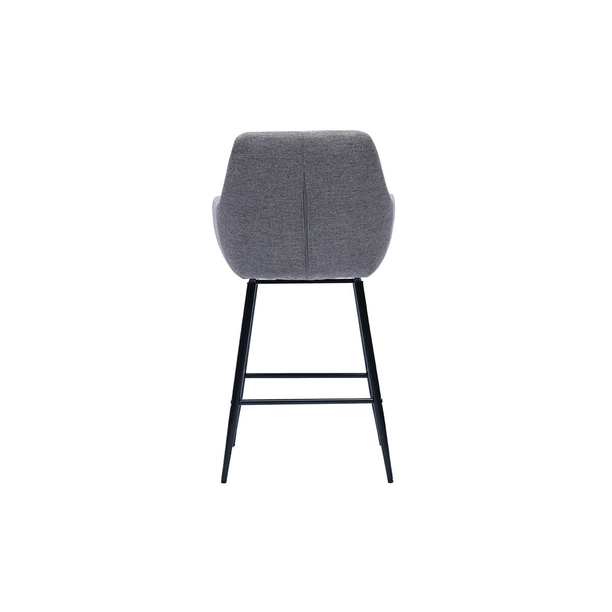 BARHOCKER 360° in hellgrauem Samt-Effekt Stoff und Metall H65.5 cm (2er-Set) ALESS - Grau, Textil (53.7/95.5/52.5cm) - Miliboo