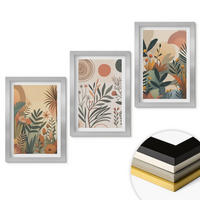 WANDBILDER 3er Set - 20x30 cm Silberner Rahmen - Pflanzenmotive in gedeckten Farben - Silberfarben, Kunststoff (20/30cm) - ArtPrintCave