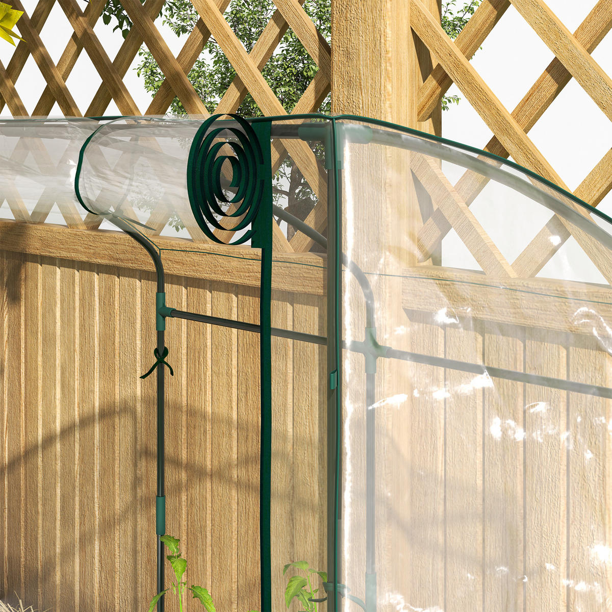GEWÄCHSHAUS DE-05776 Gebogendach, winterfest, mit Tür Transparent - Transparent, Kunststoff/Metall (70/170/128cm) - ComfortXL