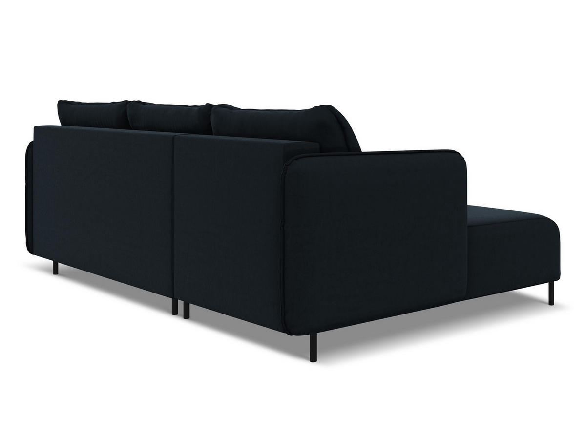 ECKSOFA mit Schlaffunktion Samt Stoff Blau - Blau/Schwarz, Holz/Textil (162/236cm) - Makamii