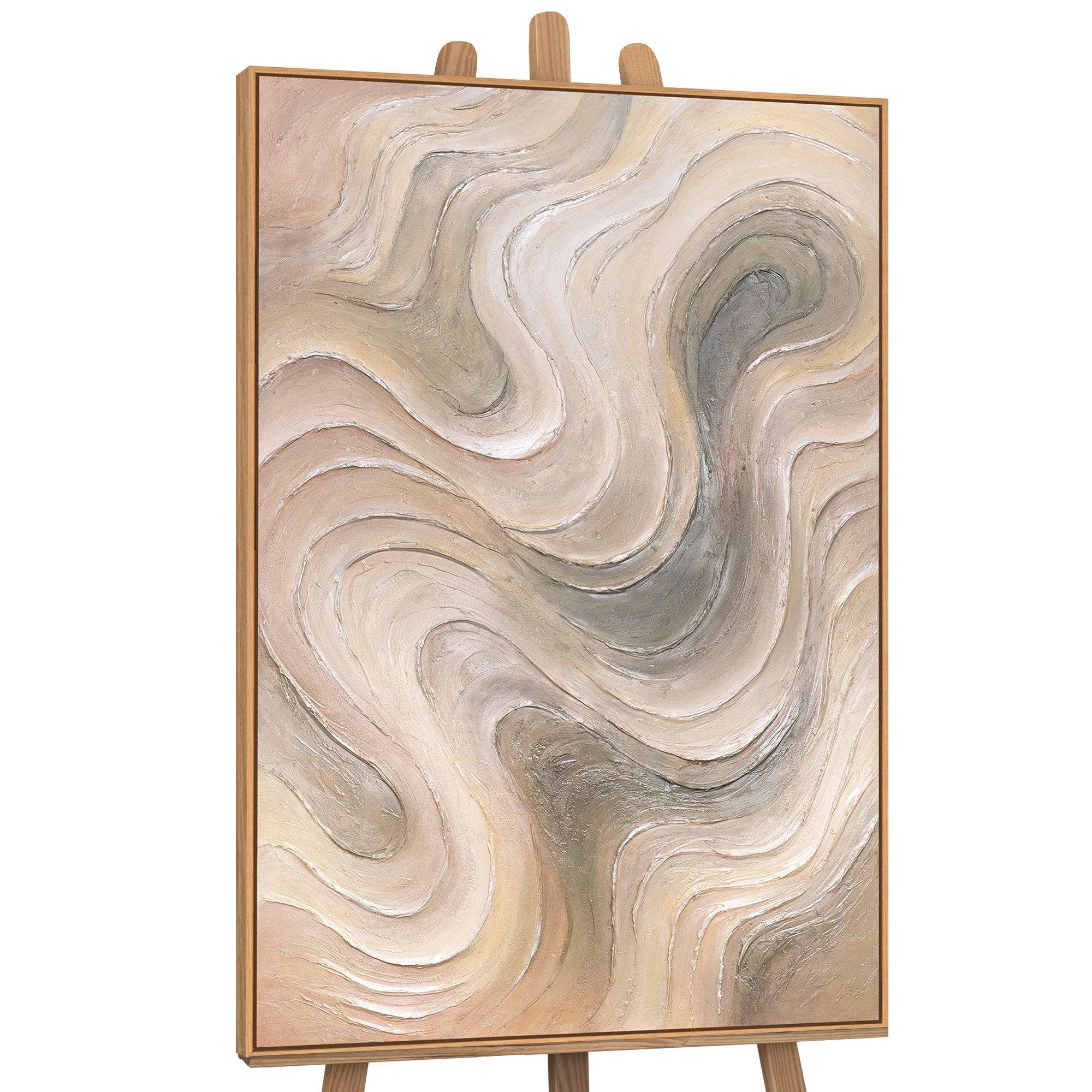 GEMÄLDE Sanfte Strömung Schattenfugenrahmen Eichefarben 140x100 cm - Eichefarben, Holz (140/100cm) - YS-art gallery