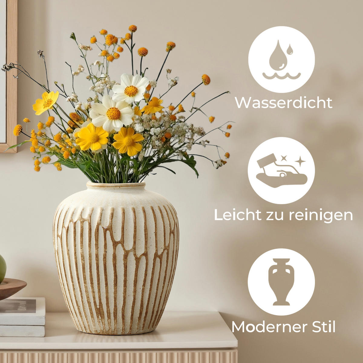 CERAMIC vase vintage look,beige,H 23.5cm - Beige, Keramik (23.5cm) - Hometopia