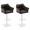 BARHOCKER 2er Set Sihar Kunstleder Braun Weiß - Braun, Leder/Metall (64/88/45cm) - DELUKE