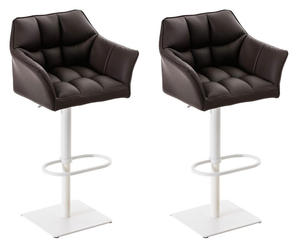BARHOCKER 2er Set Sihar Kunstleder Braun Weiß - Braun, Leder/Metall (64/88/45cm) - DELUKE