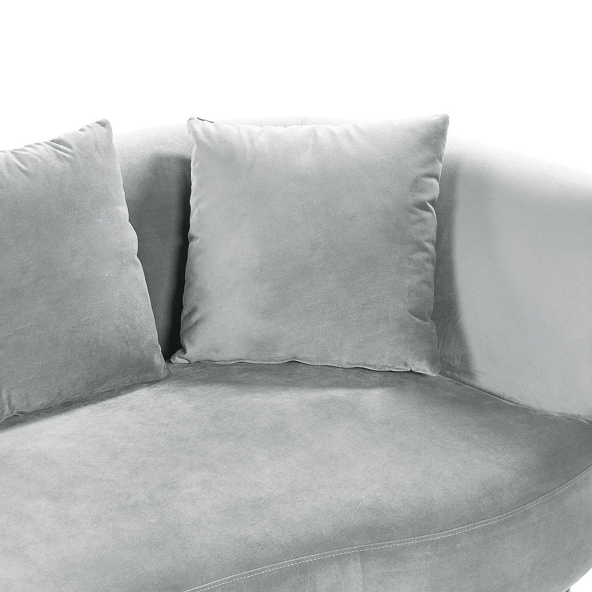 CHAISELONGUE Samtstoff hellgrau rechtsseitig Chaumont - Dunkelbraun/Grau, Textil (168/75/74cm) - Beliani