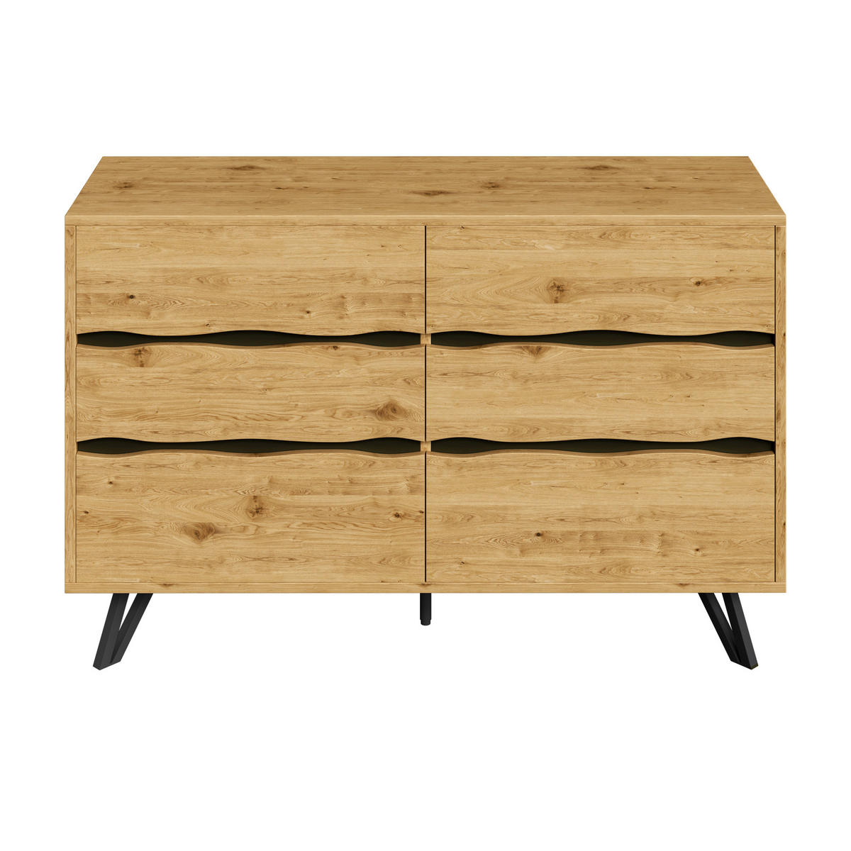 SIDEBOARD 6 Schubladen Holzoptik Metallfüße modern - Naturfarben, Holzwerkstoff (40/75.5/120cm) - FLIEKS